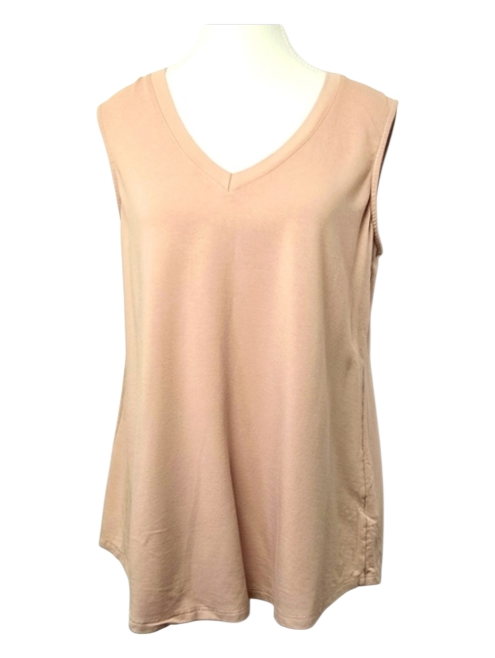 PURE Essence Peach Sleeveless V Neck Blouse Size M Lightweight Casual Top